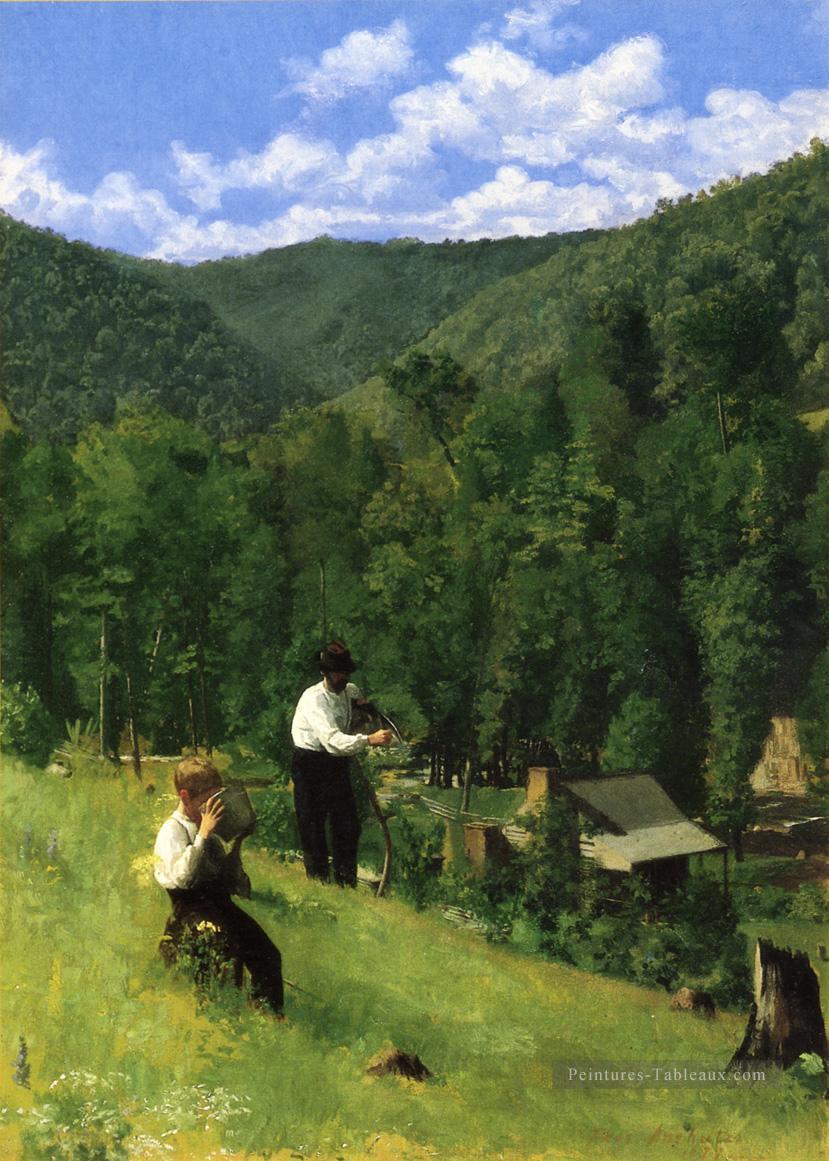 L’agriculteur et son fils à la récolte naturaliste Thomas Pollock Anshutz Peintures à l'huile